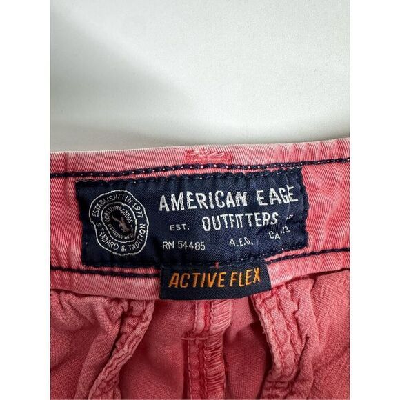 American Eagle Shorts Mens Red/Pink Sz 26 Longer Length Chino Zip Pockets Cotton - Picture 2 of 9
